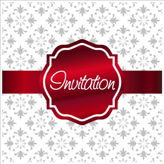 Ornate invitation background red with white vector 01 ornate invitation background   