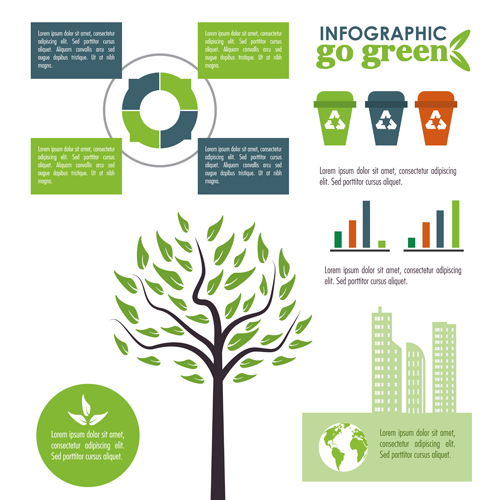Go green Infographic vectors design 02 infographic green   