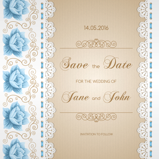 Wedding invitation card with flower vintage vector 03 wedding vintage invitation flower card   