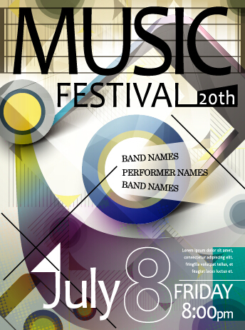 Retro music concert flyer cover design vector 06 Retro font music flyer cover   