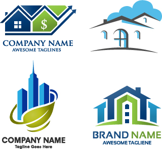 Real estate company creative logos vector 03 Real logos Estate creative company   