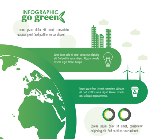 Go green Infographic vectors design 01 infographic green   