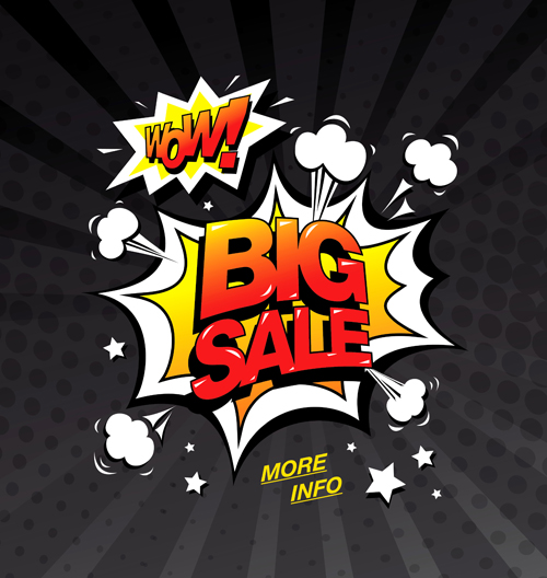 Cartoon style big sale template design vector 05 template style sale cartoon   