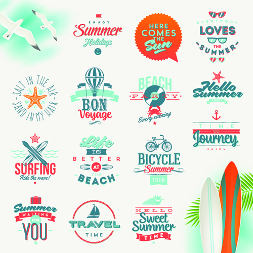 Travel summer holiday labels set vector 03 travel summer labels holiday   