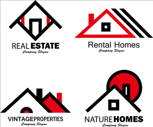 Real estate company creative logos vector 02 Real logos Estate creative company   