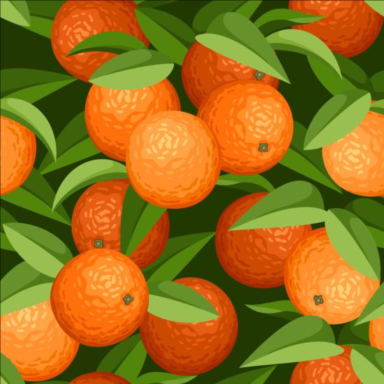 Orange with leaves seamless pattern vectors seamless pattern orange leaves   