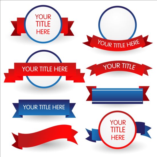 Blue with red ribbon and labels vector ribbon labels blue   