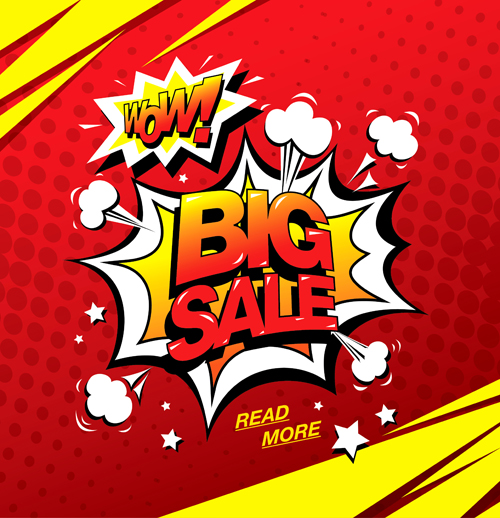 Cartoon style big sale template design vector 02 template style sale cartoon   