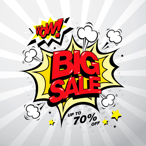 Cartoon style big sale template design vector 01 template style sale cartoon   