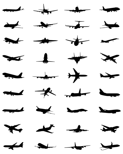 Silhouette aircraft set vector 03 silhouette aircraft   