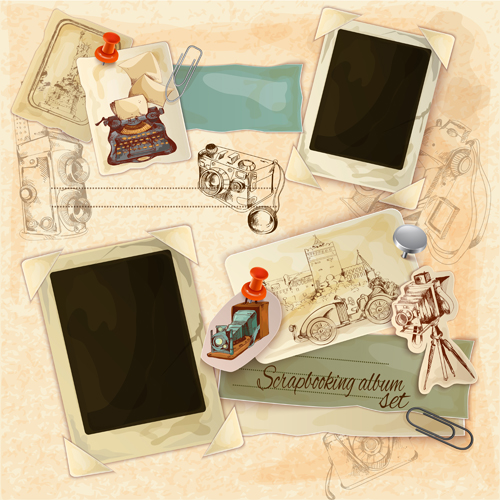 Retro photo frame with vintage background vintage Retro font photo frame background   