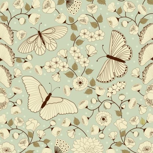 Butterflies with pattern vintage vector 02 vintage pattern butterflies   