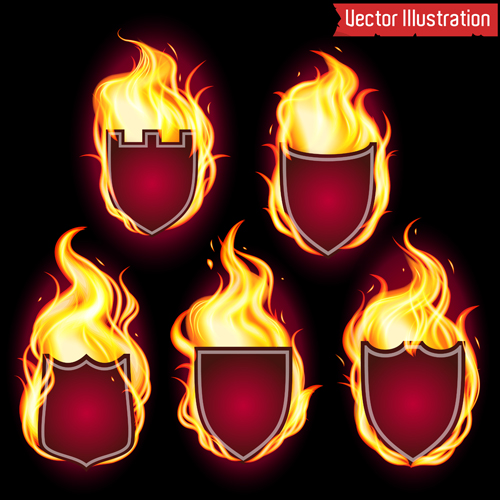 Fire labels vector illustration set 03 labels illustration fire   