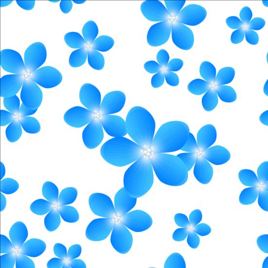Seamless pattern with blue floral vector 01 seamless pattern floral blue   