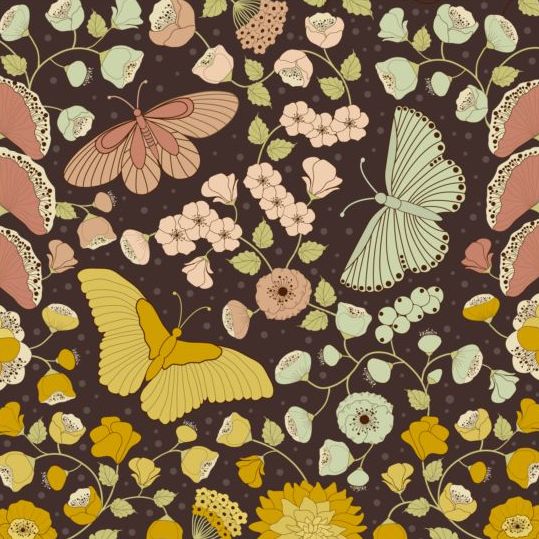 Butterflies with pattern vintage vector 01 vintage pattern butterflies   