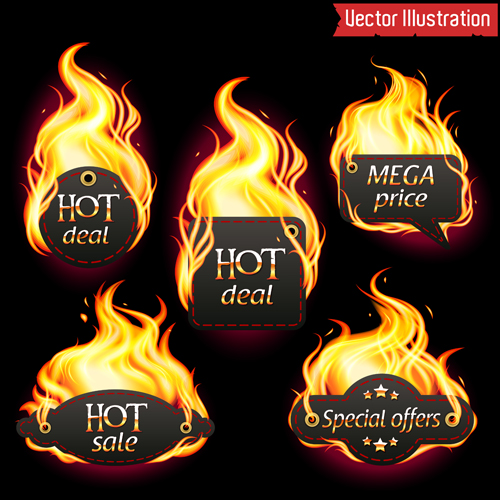 Fire labels vector illustration set 02 labels illustration fire   