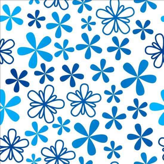 Blue floral seamless pattern vector seamless pattern floral blue   