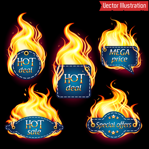 Fire labels vector illustration set 01 labels illustration fire   