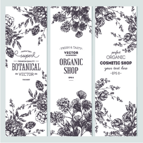 Hand drawn floral banners vectors illustration 05 illustr hand floral drawn banners   