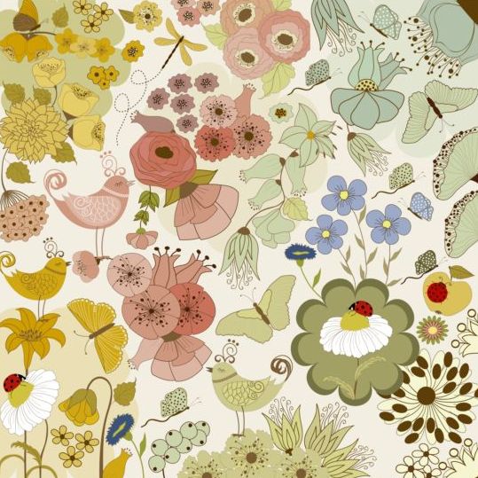 Various flower seamless pattern vector set 04 Various seamless pattern flower   