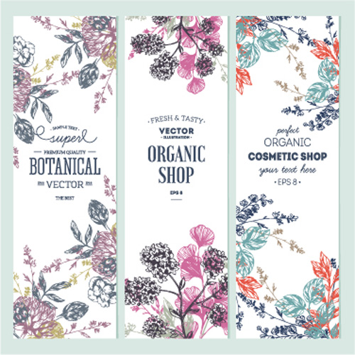 Hand drawn floral banners vectors illustration 04 illustr hand floral drawn banners   