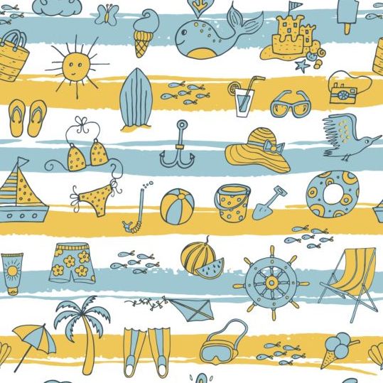 Summer beach seamless pattern vectors 05 summer seamless pattern beach   