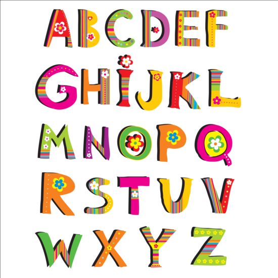 Cute flower alphabet vector 01 flower cute alphabet   