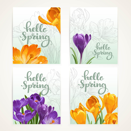 Yellow with purple flower banners vector 02 yellow purple flower banners   