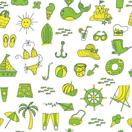 Summer beach seamless pattern vectors 04 summer seamless pattern beach   