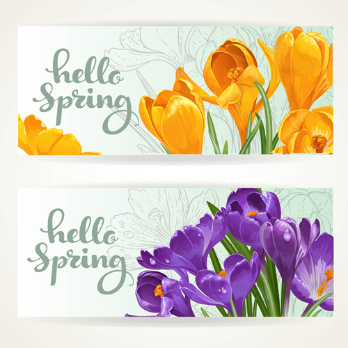 Yellow with purple flower banners vector 01 yellow purple flower banners   