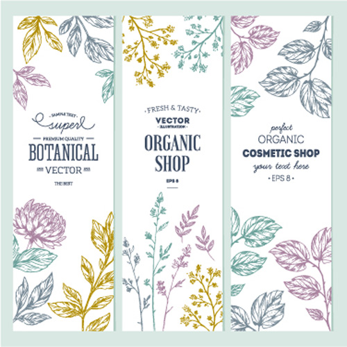 Hand drawn floral banners vectors illustration 03 illustr hand floral drawn banners   