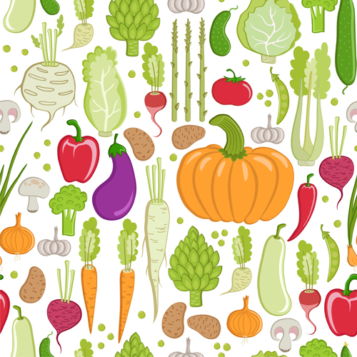 Colored vegetables seamless pattern vector 02 vegetables seamless pattern colored   