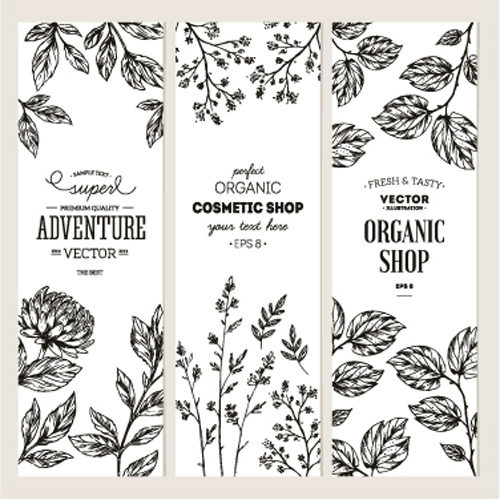 Hand drawn floral banners vectors illustration 02 illustr hand floral drawn banners   