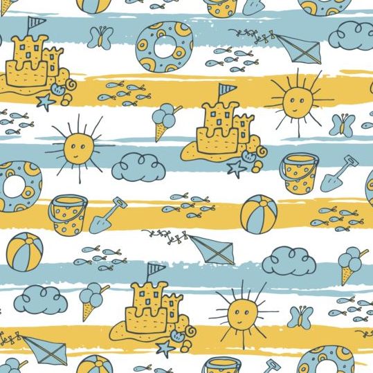 Summer beach seamless pattern vectors 01 summer seamless pattern beach   