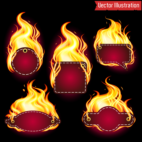 Fire labels vector illustration set 08 labels illustration fire   