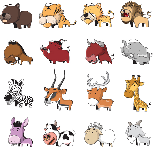 Cute cartoon animal set vector 03 cute cartoon Animal   