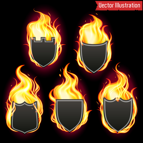 Fire labels vector illustration set 07 labels illustration fire   