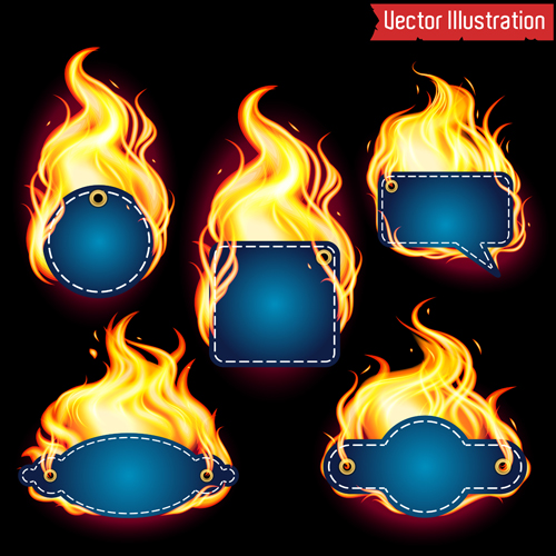 Fire labels vector illustration set 06 labels illustration fire   