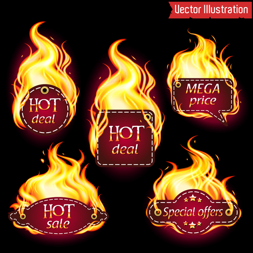 Fire labels vector illustration set 05 labels illustration fire   