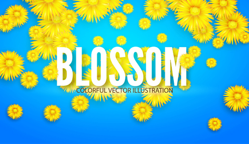 Yellow flowers blosson background vector 07 yellow flowers blosson background   