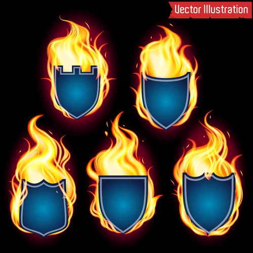 Fire labels vector illustration set 04 labels illustration fire   