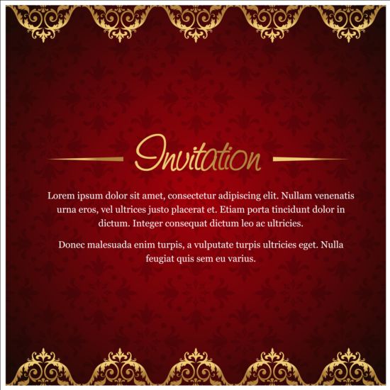 Red with golden invitation background vector 02 red invitation golden background   