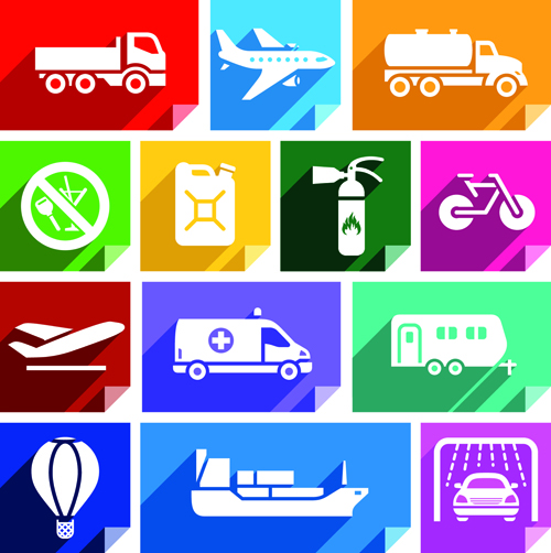 Various transport icons set vector 06 Various transport icons icon   