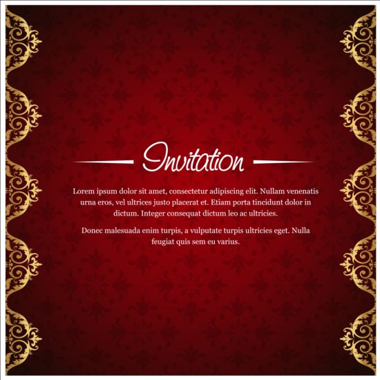 Red with golden invitation background vector 01 red invitation golden background   