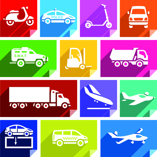 Various transport icons set vector 05 Various transport icons icon   