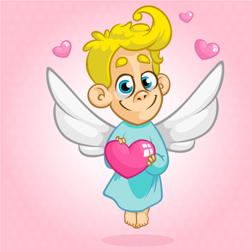 Cartoon cupid with pink heart vector 01 pink heart cupid cartoon   