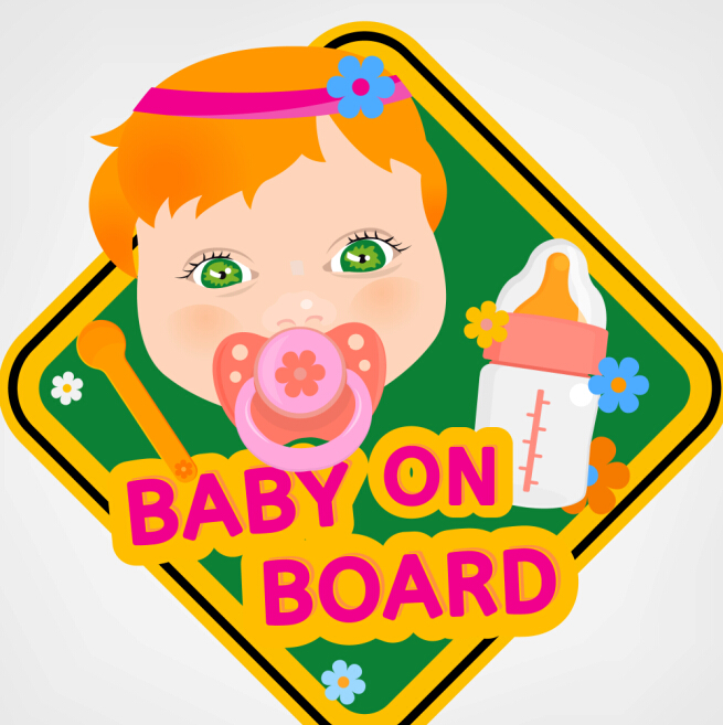 Cute baby sign vector material 06 sign material cute baby   