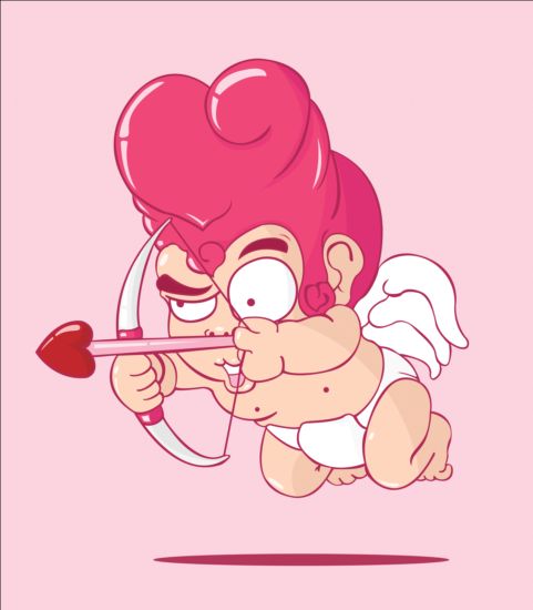 Funny cupid cartoon vector material 02 funny cupid cartoon   