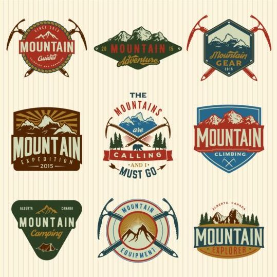 Retro mountain labels vector Retro font mountain labels   
