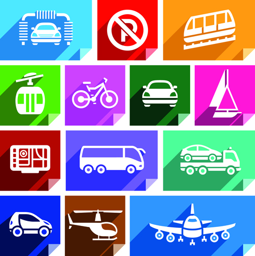 Various transport icons set vector 03 Various transport icons icon   